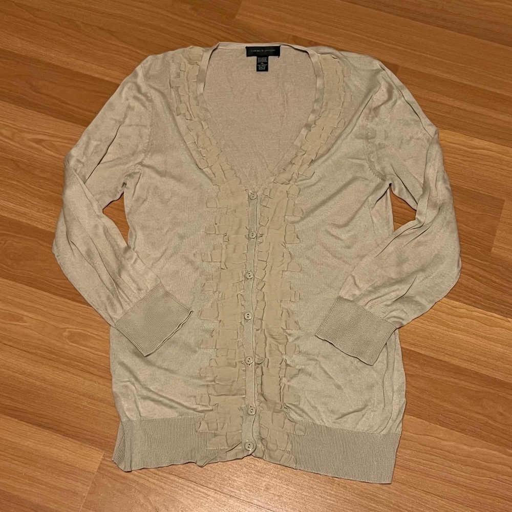Cable & Gauge Women's Ruffle Button-Down Cardigan, Size XL